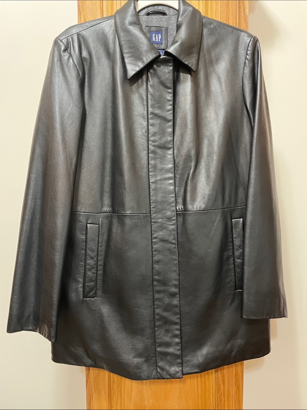 GAP Black Leather Lined Jacket Size Medium